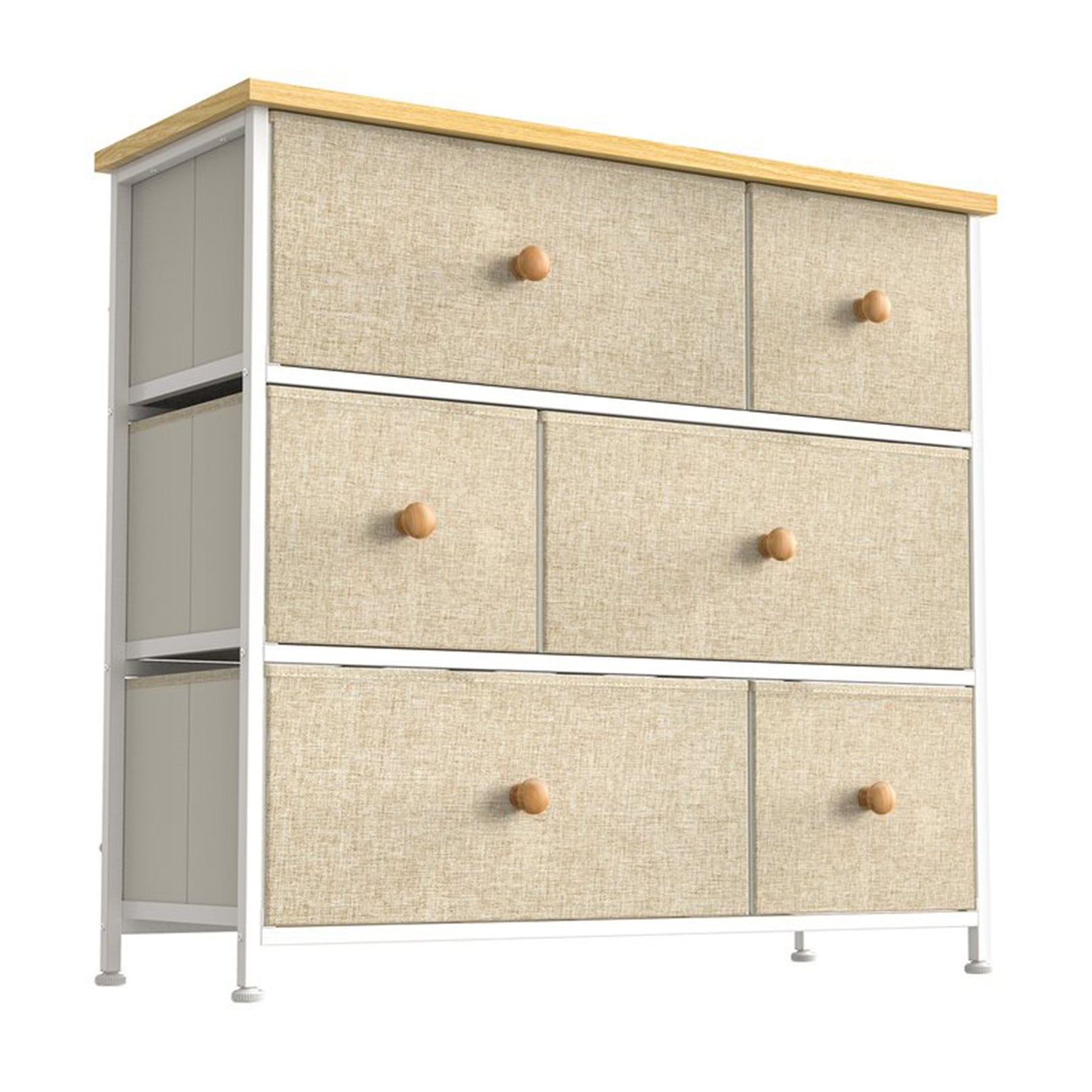REAHOME 6 Drawer Dresser Organization Storage Unit with Steel Frame, Taupe - VMInnovations
