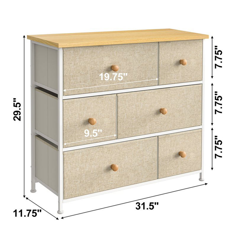 REAHOME 6 Drawer Dresser Organization Storage Unit w/ Steel Frame, Taupe (Used)