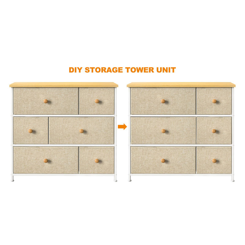 REAHOME 6 Drawer Dresser Organization Storage Unit with Steel Frame, Taupe