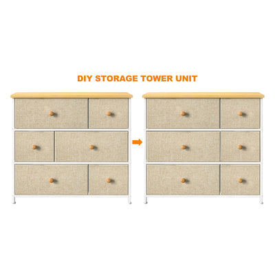 REAHOME 6 Drawer Dresser Organization Storage Unit w/ Steel Frame, Taupe (Used) - VMInnovations