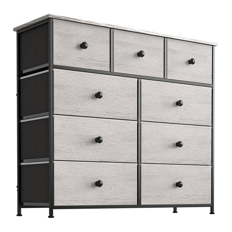 REAHOME 9 Drawer Steel Frame Bedroom Storage Organizer Chest Dresser, Dark Taupe