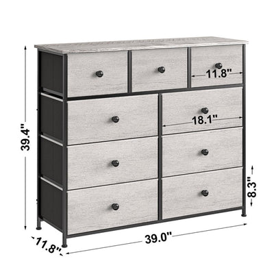 REAHOME 9 Drawer Steel Frame Bedroom Storage Organizer Chest Dresser (Open Box)