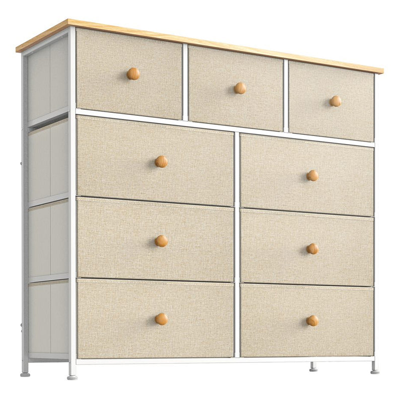 REAHOME 9 Drawer Steel Frame Bedroom Storage Chest Dresser, Taupe (For Parts)