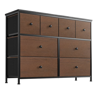 REAHOME 8 Drawer Steel Frame Bedroom Storage Organizer Chest Dresser, Espresso