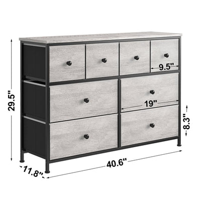 8 Drawer Steel Frame Bedroom Storage Organizer Chest Dresser, Dark Taupe (Used)