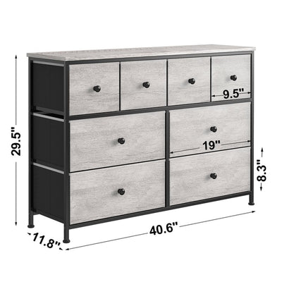 REAHOME 8 Drawer Steel Frame Bedroom Storage Organizer Chest Dresser, Dark Taupe