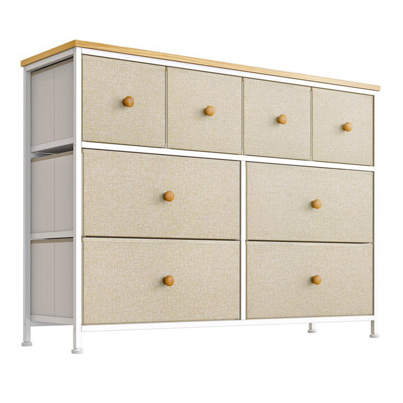 8 Drawer Steel Frame Bedroom Storage Organizer Chest Dresser, Taupe (Open Box)