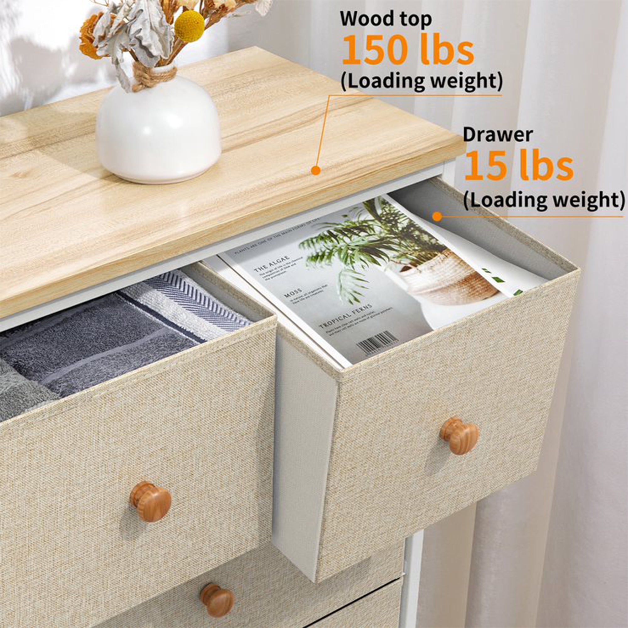 8 Drawer Steel Frame Bedroom Storage Organizer Chest Dresser, Taupe (Open Box) - VMInnovations