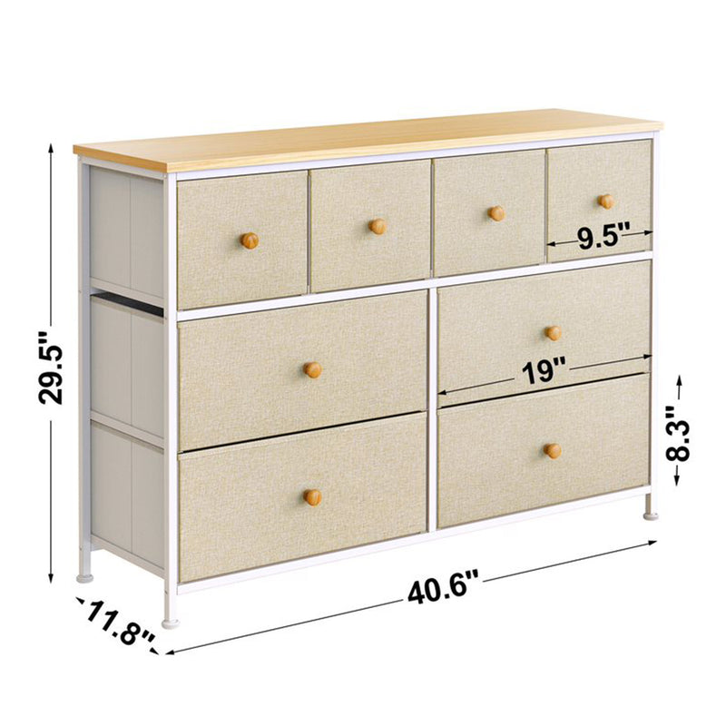 REAHOME 8 Draw Steel Frame Bedroom Storage Organizer Chest Dresser, Taupe (Used)