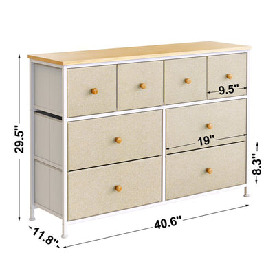 8 Drawer Steel Frame Bedroom Storage Organizer Chest Dresser, Taupe (Open Box)