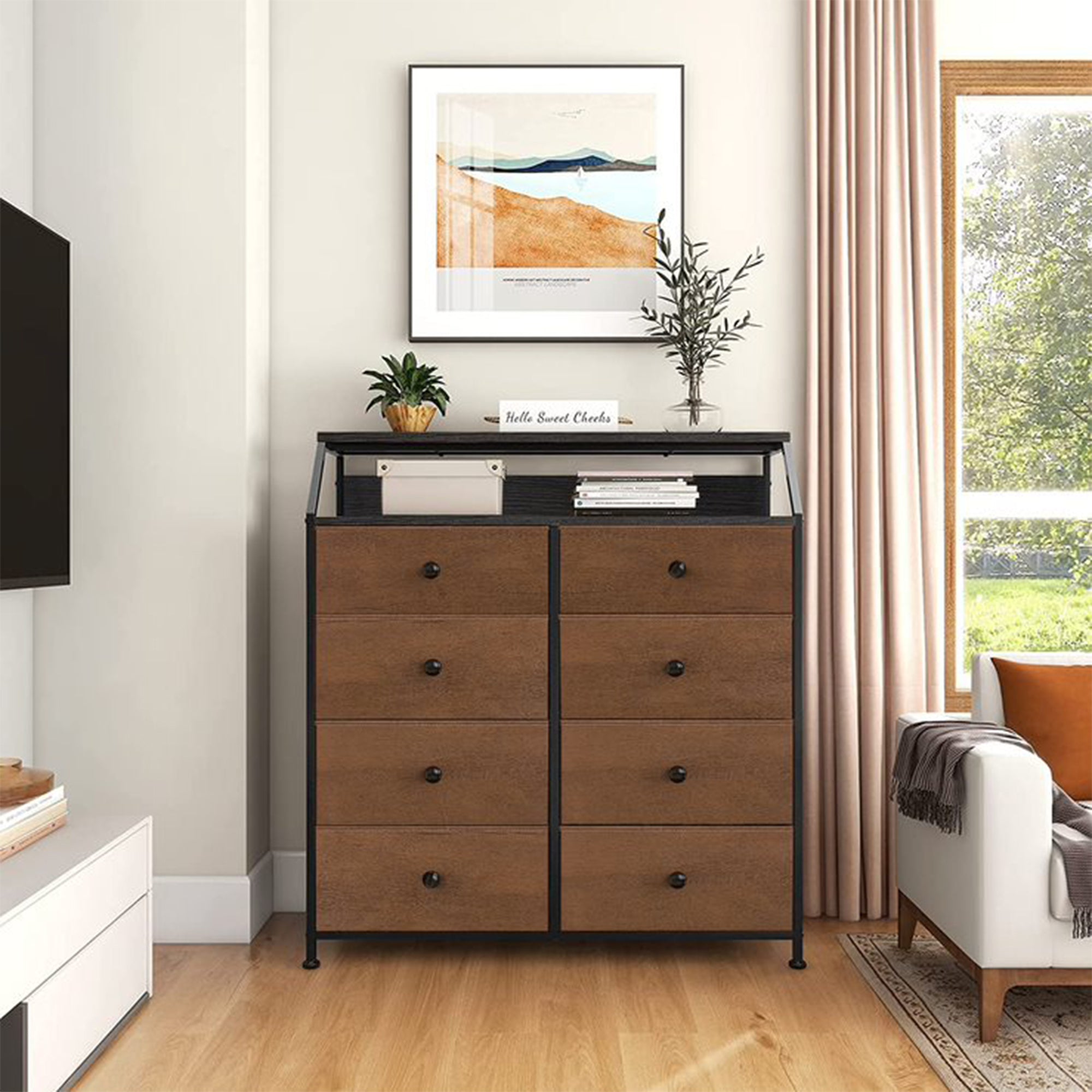 8 Drawer Wood Top Storage Organizer w/ 2 Additional Drawers, Espresso (Used) - VMInnovations