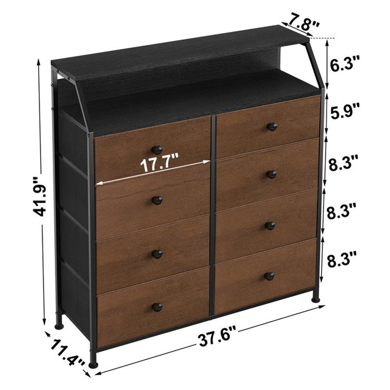 REAHOME 8 Drawer Wood Top Storage Dresser with 2 Drawer Organizers, Espresso