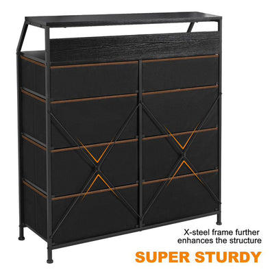 8 Drawer Wood Top Storage Organizer w/ 2 Additional Drawers, Espresso (Used) - VMInnovations