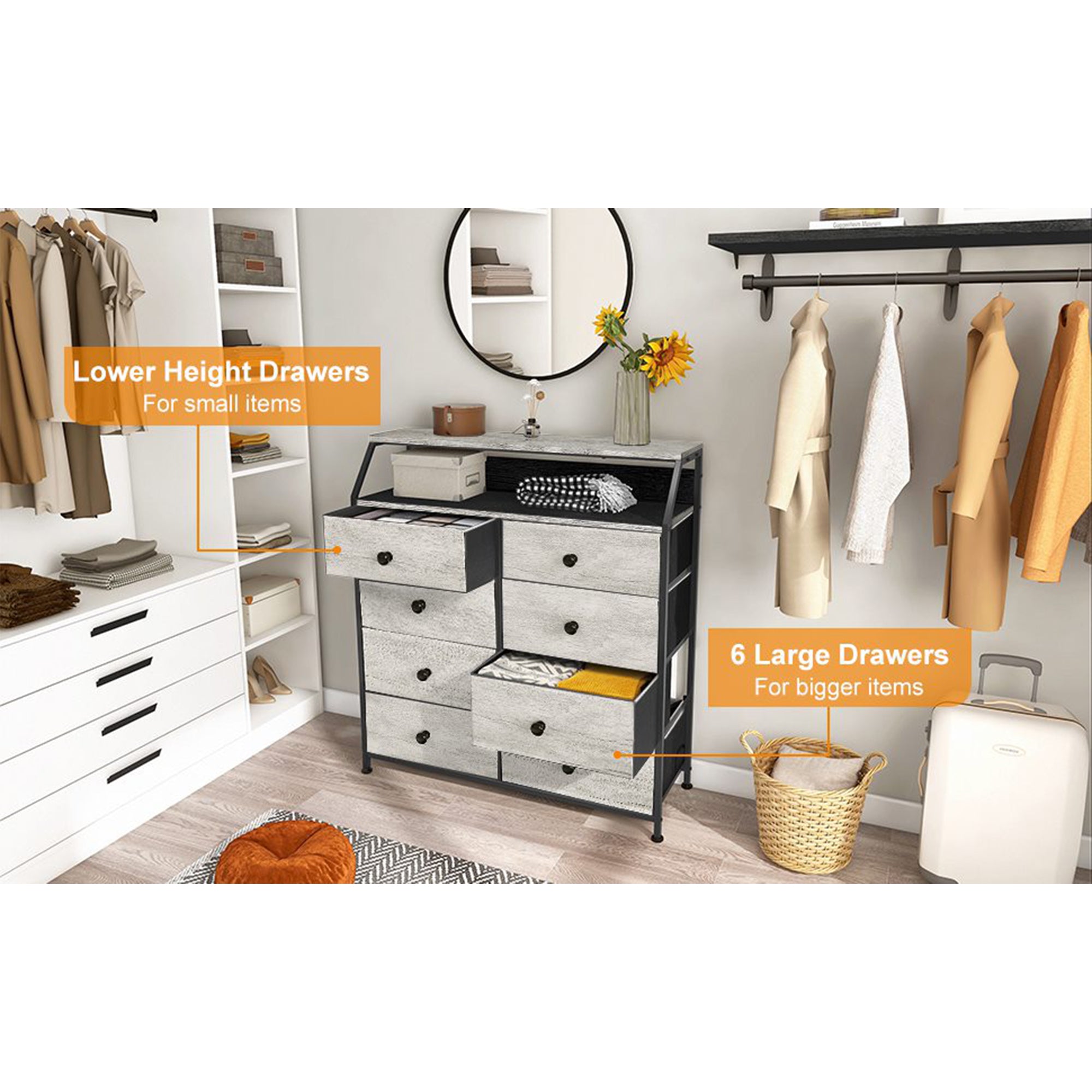 REAHOME 8 Drawer Wood Top Storage Organizer w/ 2 Additional Drawers (Used) - VMInnovations