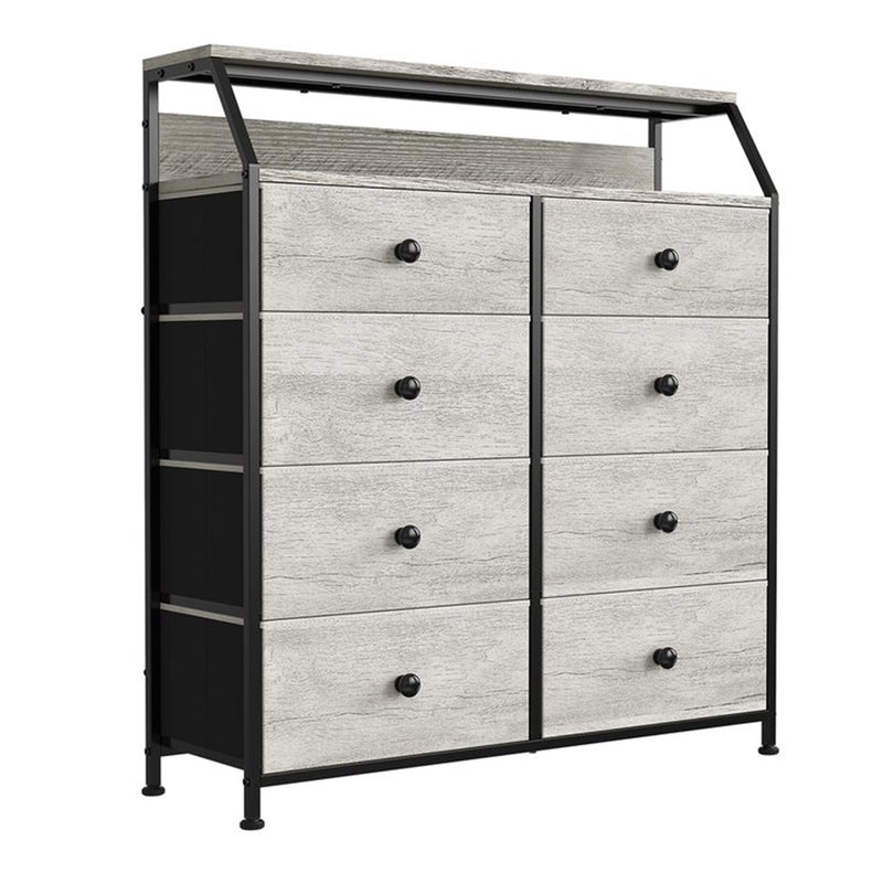 REAHOME 8 Drawer Wood Top Storage Dresser w/ 2 Drawer Organizers, Dark Taupe