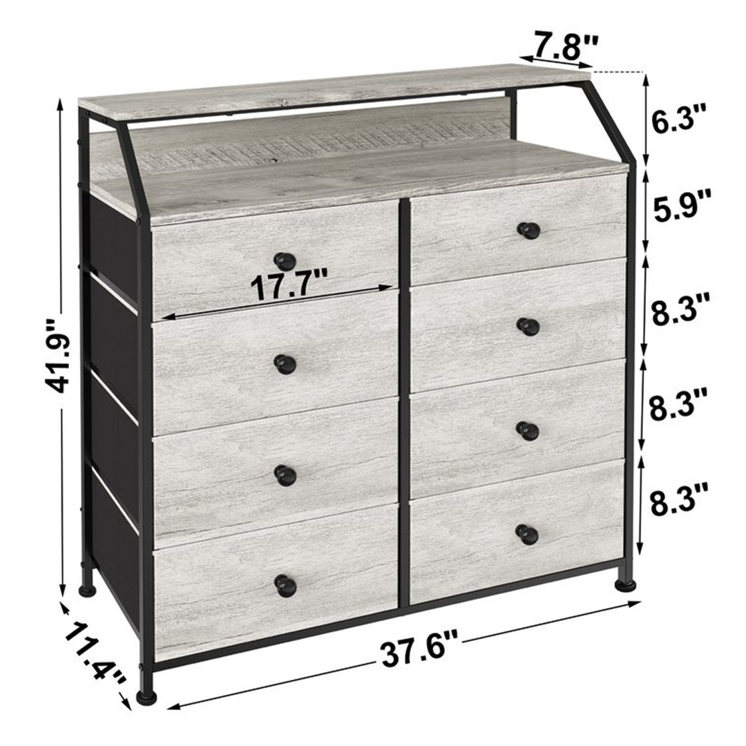 REAHOME 8 Drawer Wood Top Storage Dresser w/ 2 Drawer Organizers, Dark Taupe