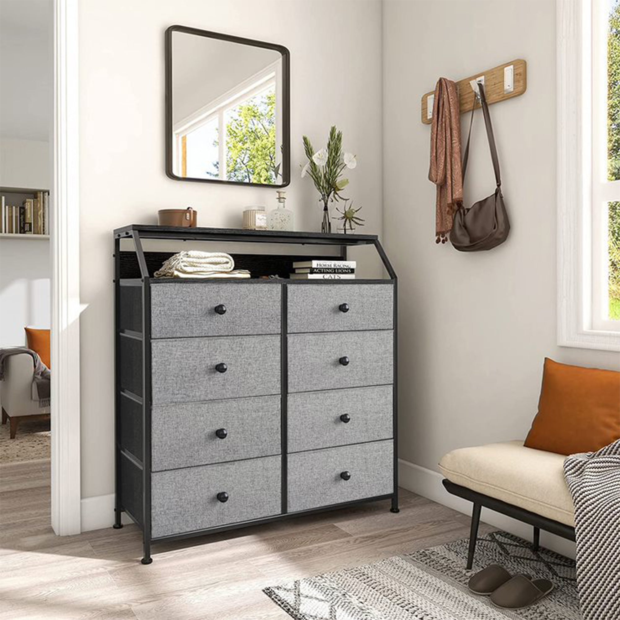 REAHOME 8 Drawer Wood Top Dresser w/ 2 Drawer Organizers, Light Grey (Used) - VMInnovations