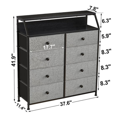 REAHOME 8 Drawer Wood Top Dresser w/ 2 Drawer Organizers, Light Grey (Used) - VMInnovations