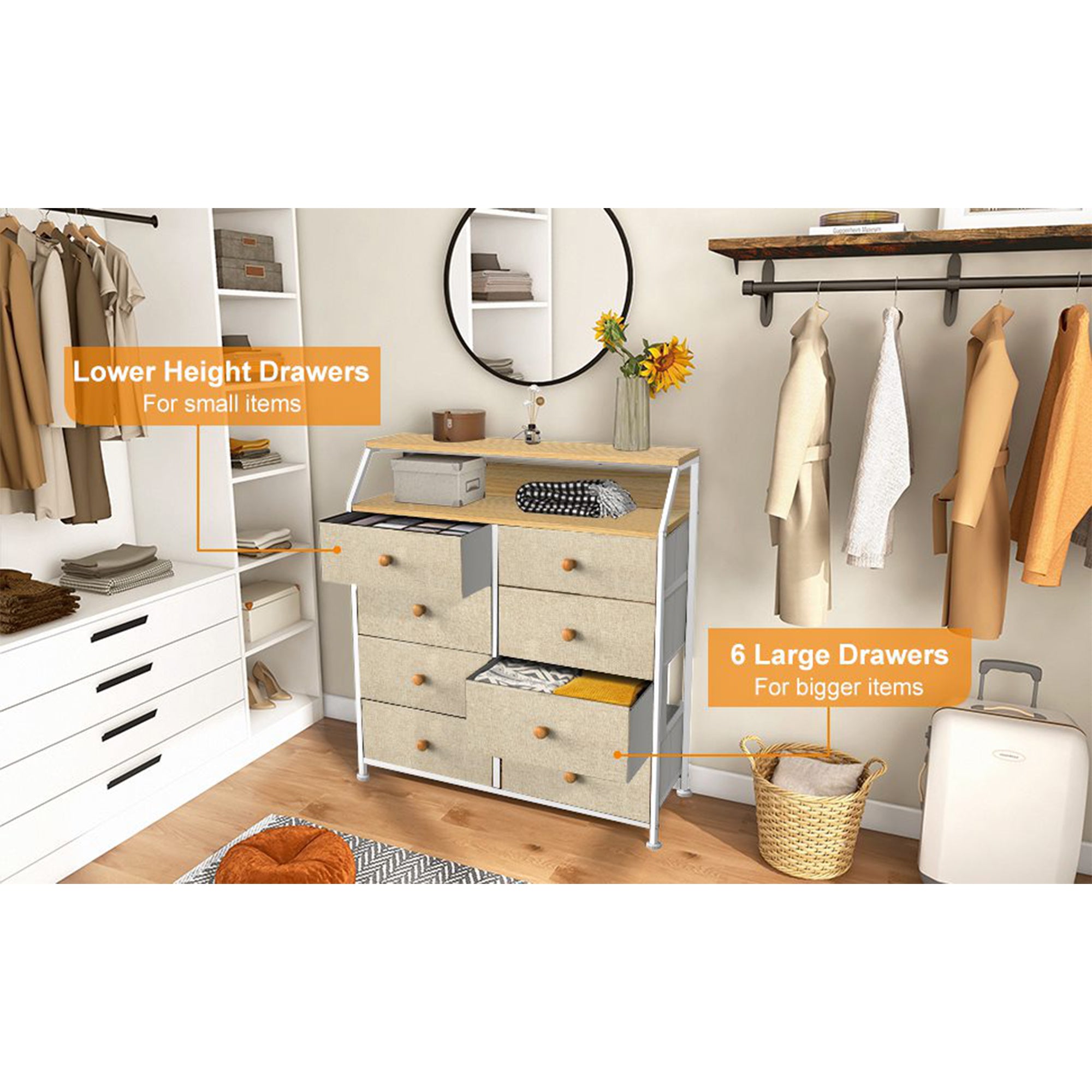 8 Drawer Wood Top Storage Organizer with 2 Additional Drawers, Taupe (Open Box) - VMInnovations