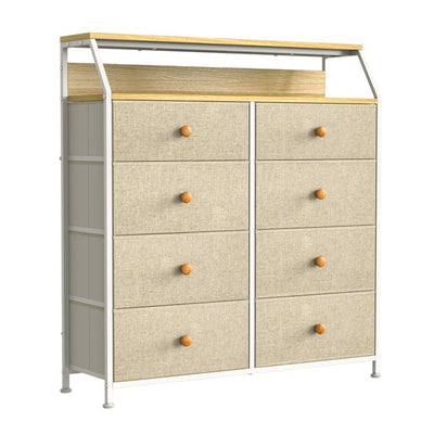 8 Drawer Wood Top Storage Organizer with 2 Additional Drawers, Taupe (Open Box)