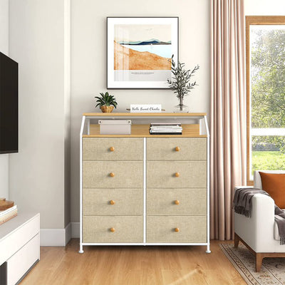 8 Drawer Wood Top Storage Organizer with 2 Additional Drawers, Taupe (Open Box) - VMInnovations