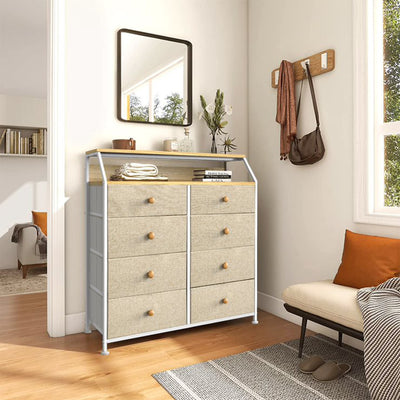 REAHOME 8 Drawer Wood Top Storage Organizer Dresser w/2 Drawer Organizers, Taupe - VMInnovations