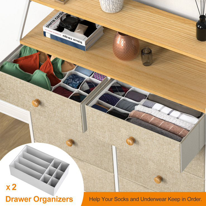 8 Drawer Wood Top Storage Organizer with 2 Additional Drawers, Taupe (Open Box)