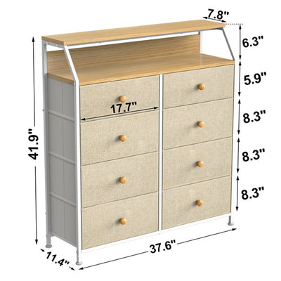 8 Drawer Wood Top Storage Organizer with 2 Additional Drawers, Taupe (Open Box)