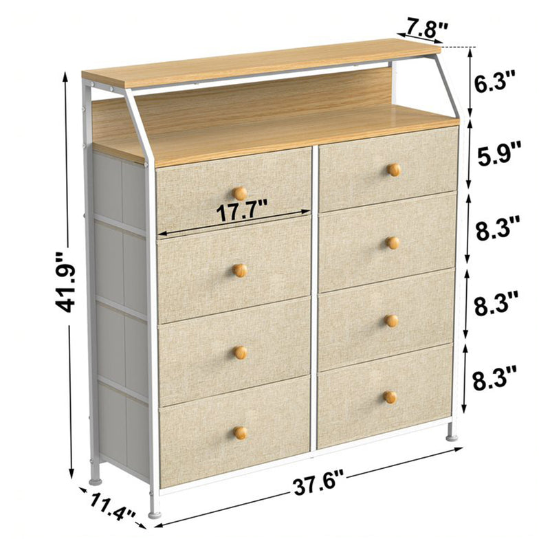 REAHOME 8 Drawer Storage Organizer Dresser w/2 Drawer Organizers, Taupe (Used)