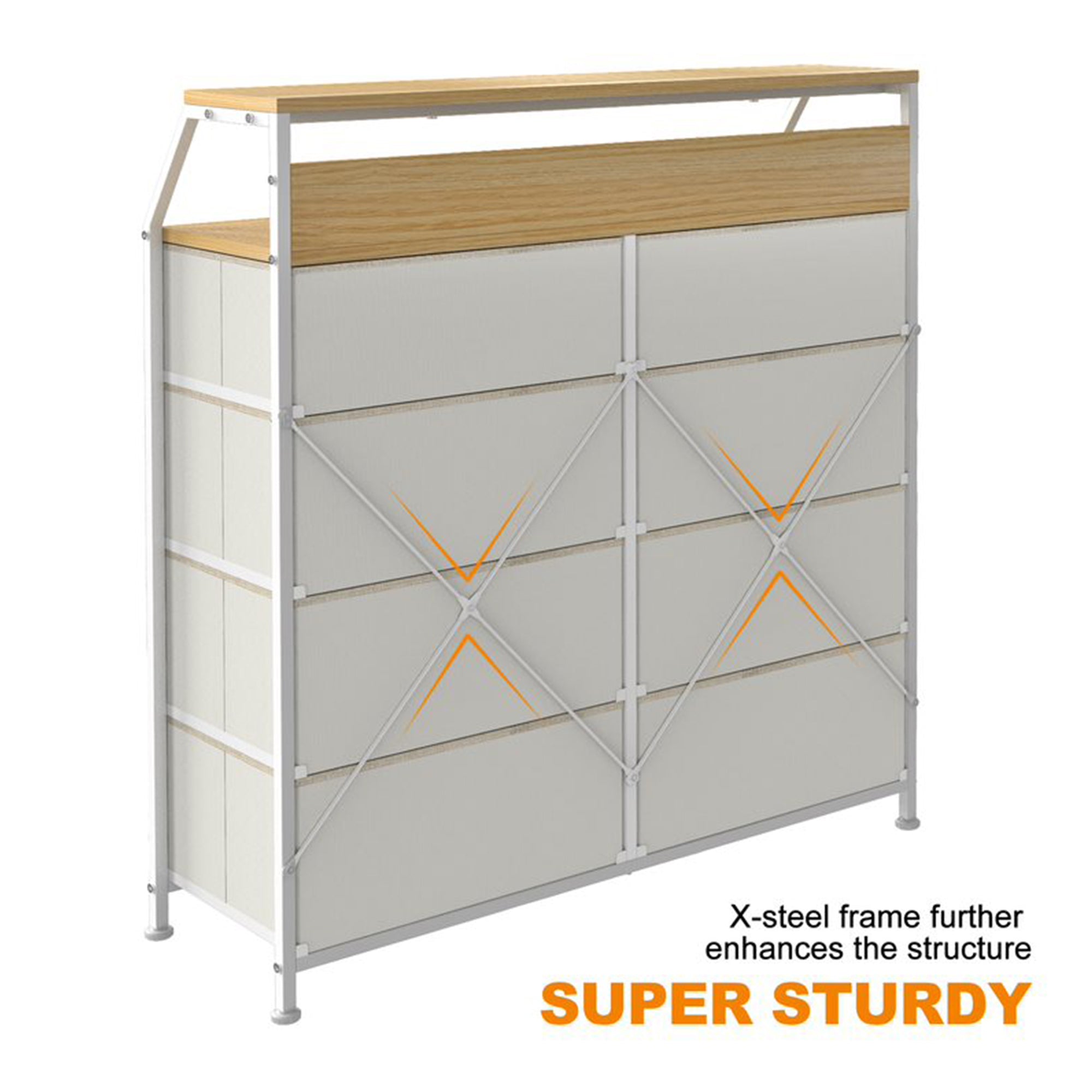 REAHOME 8 Drawer Wood Top Storage Organizer Dresser w/2 Drawer Organizers, Taupe - VMInnovations