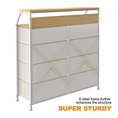 REAHOME 8 Drawer Storage Organizer Dresser w/2 Drawer Organizers, Taupe (Used) - VMInnovations