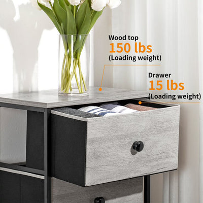 REAHOME Vertical Narrow Metal Tower Dresser w/ 5 Drawer Bins, Dark Taupe (Used)