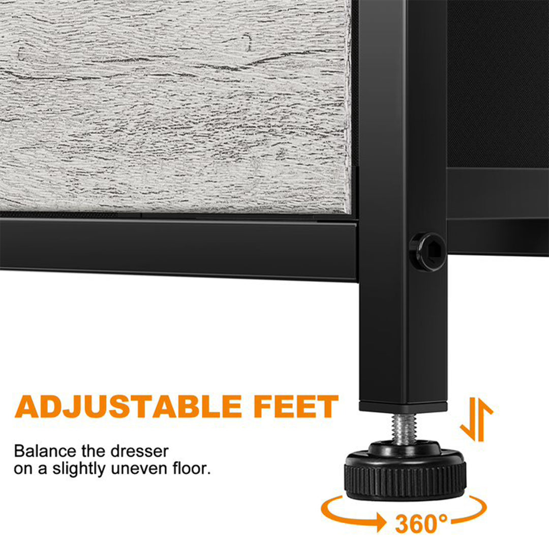 REAHOME Vertical Narrow Metal Tower Dresser w/ 5 Fabric Drawer Bins (Open Box) - VMInnovations