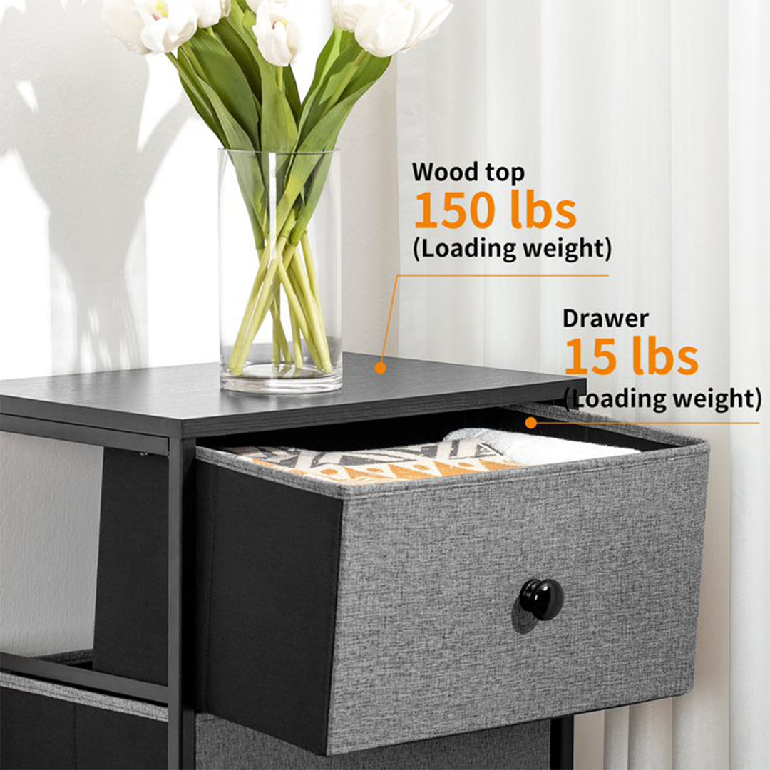 Vertical Narrow Metal Tower Dresser w/ 5 Fabric Drawer Bins (Open Box)