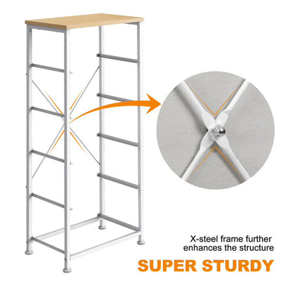 Vertical Narrow Metal Tower Dresser with 5 Fabric Drawer Bins, Taupe (Open Box) - VMInnovations