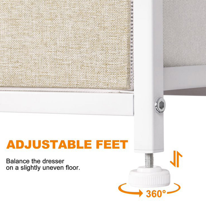 Vertical Narrow Metal Tower Dresser with 5 Fabric Drawer Bins, Taupe (Open Box) - VMInnovations