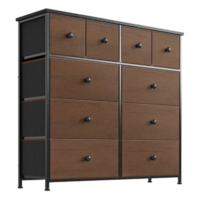 REAHOME 10 Drawer Steel Frame Bedroom Storage Chest Dresser, Espresso(For Parts)