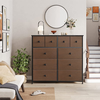 REAHOME 10 Drawer Steel Frame Bedroom Chest Dresser, Espresso (Used) - VMInnovations