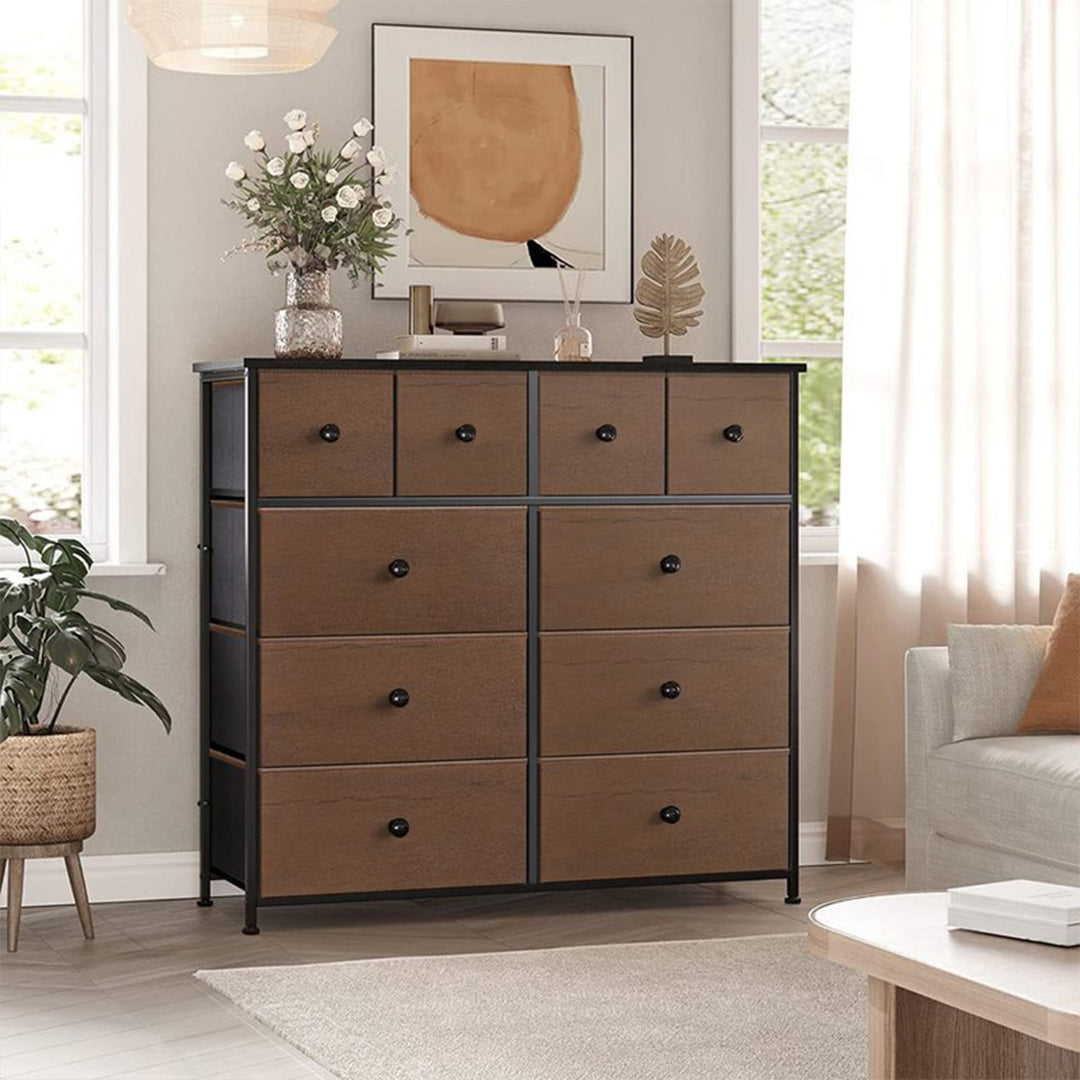10 Drawer Steel Frame Bedroom Storage Organizer Chest Dresser (Open Box) - VMInnovations