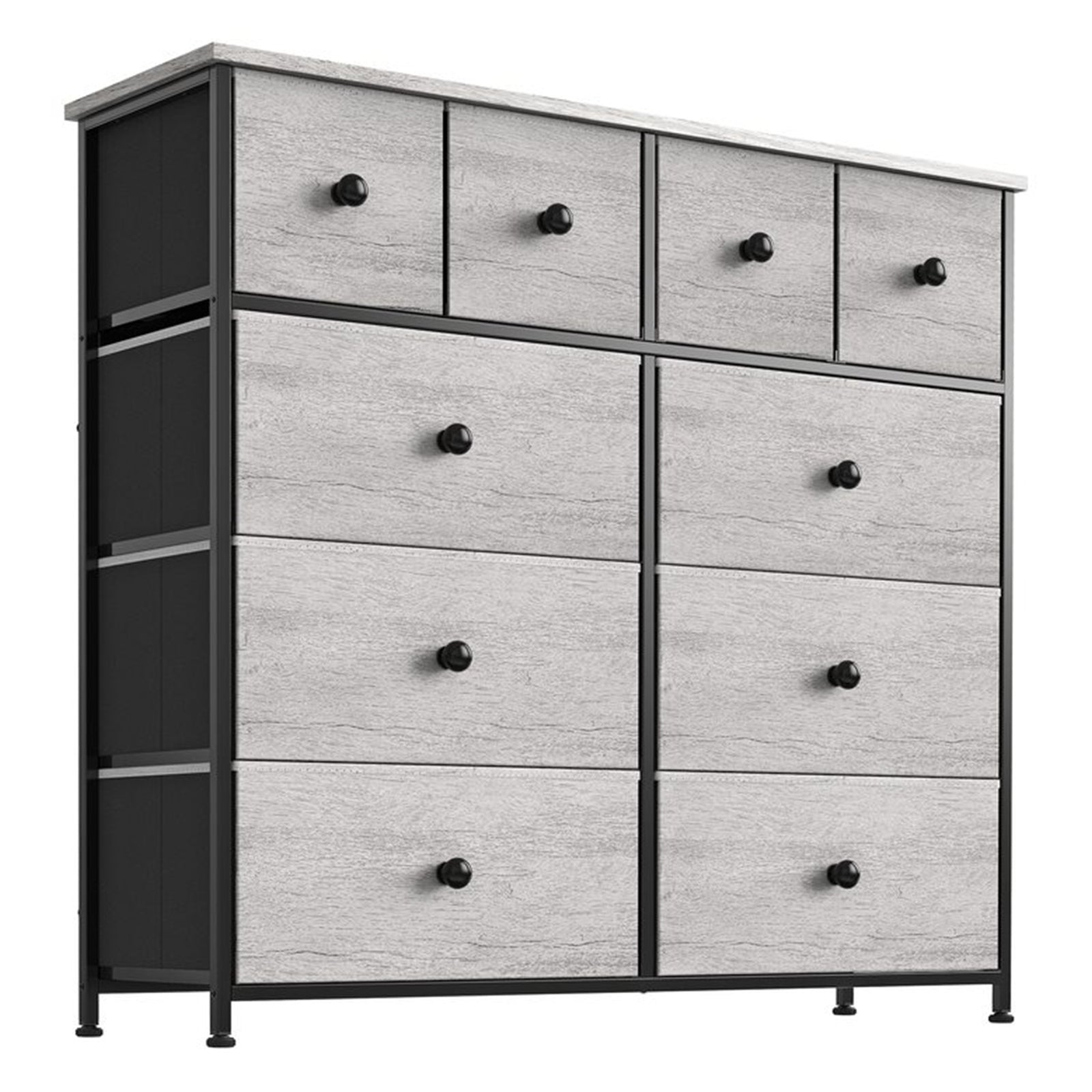 10 Drawer Steel Frame Bedroom Storage Organizer Dresser, Dark Taupe (Open Box) - VMInnovations