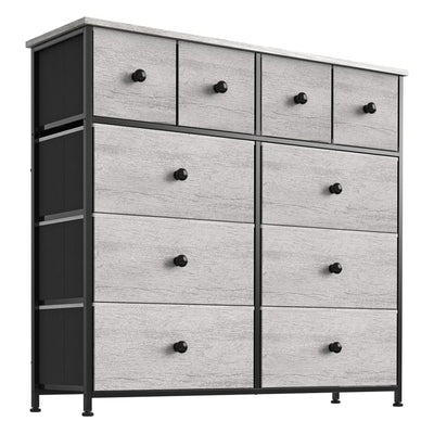10 Drawer Steel Frame Bedroom Storage Organizer Dresser, Dark Taupe (Open Box) - VMInnovations