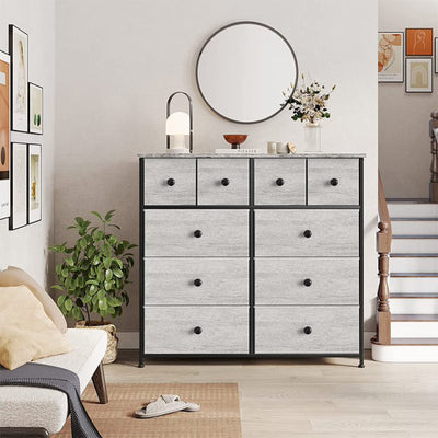 REAHOME 10 Drawer Steel Frame Bedroom Storage Organizer Dresser,Dark Taupe(Used) - VMInnovations