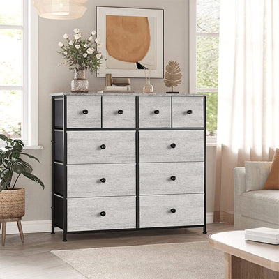 10 Drawer Steel Frame Bedroom Storage Organizer Dresser, Dark Taupe (Open Box) - VMInnovations