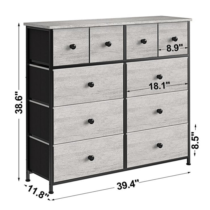 10 Drawer Steel Frame Bedroom Storage Organizer Dresser, Dark Taupe (Open Box)