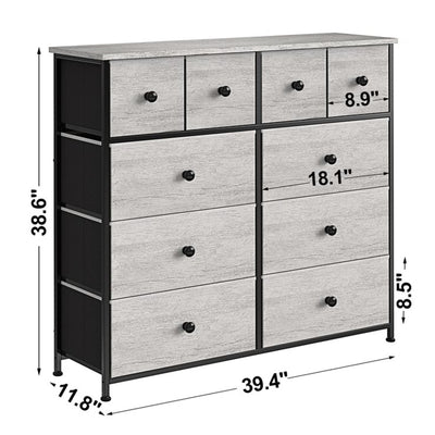 REAHOME 10 Drawer Steel Frame Bedroom Storage Organizer Dresser,Dark Taupe(Used) - VMInnovations