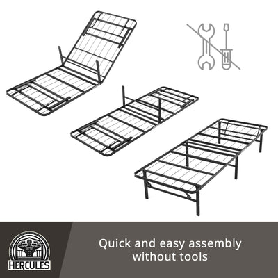 Hercules Folding Metal Bed Frame, 14" Platform Mattress Foundation, K(For Parts) - VMInnovations