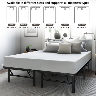 Hercules Folding Metal Bed Frame, 14" Platform Mattress Foundation, K(For Parts) - VMInnovations