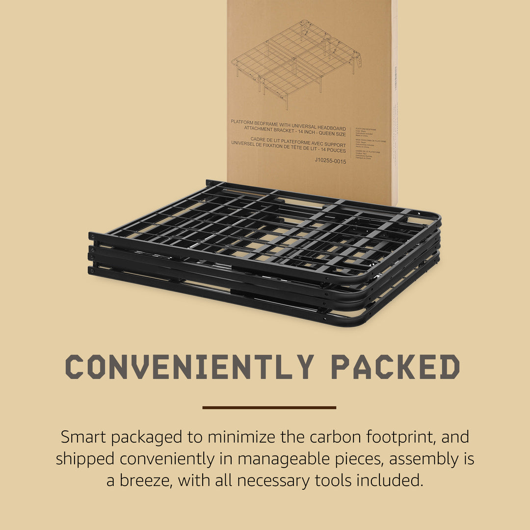 Hercules Folding Metal Bed Frame, 14 Inch Mattress Foundation, Queen (Open Box)