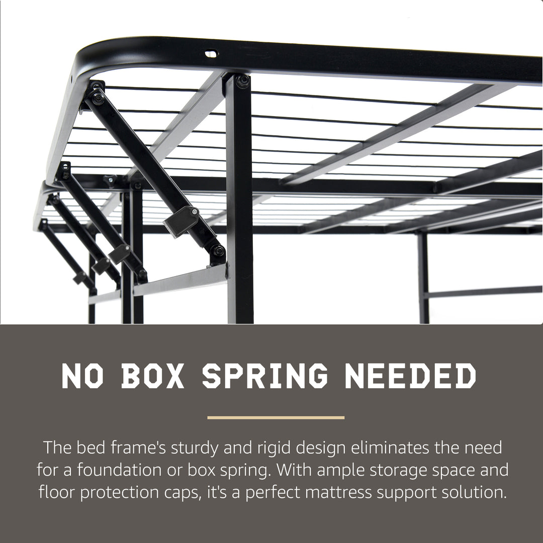 Hercules Folding Metal Bed Frame, 14 Inch Mattress Foundation, Queen (Open Box)