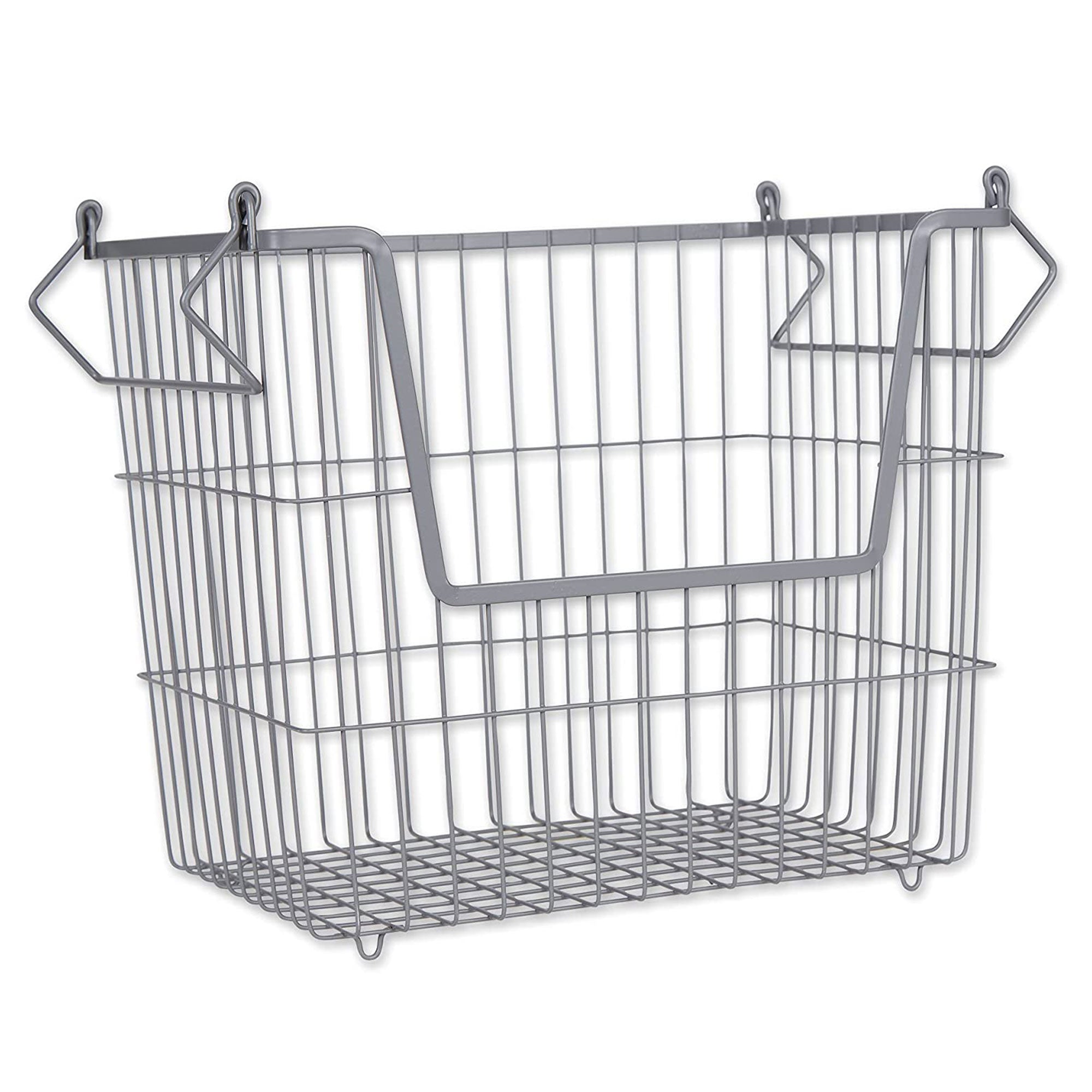 Wire Mesh Stackable Utility Storage Bin, Large, Cool Gray (Open Box) - VMInnovations